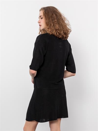 Свитер с круглым вырезом и короткими рукавами KZK8030SIYAH