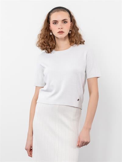 Свитер с круглым вырезом и металлизированной пряжкой KZK9598KEMIK