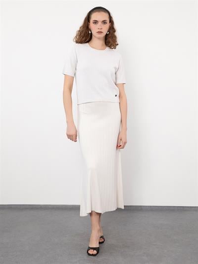 Свитер с круглым вырезом и металлизированной пряжкой KZK9598KEMIK