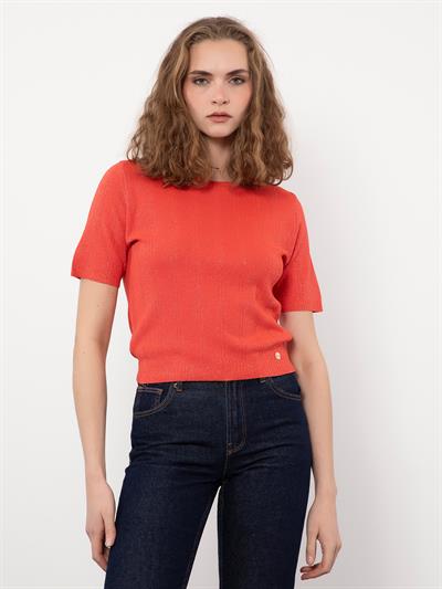 Свитер с круглым вырезом и металлизированной пряжкой KZK9598NARCICEGI