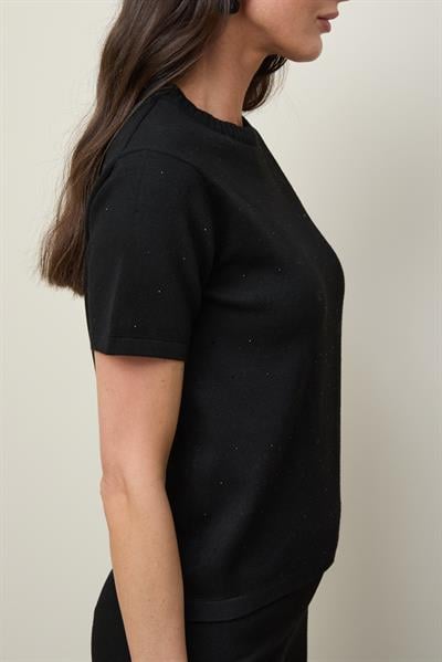 Джемпер с круглым вырезом и мини-пайетками KZK12742SİYAH