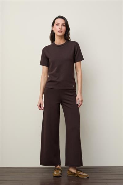 Джемпер с круглым вырезом и мини-пайетками KZK12742KAHVE