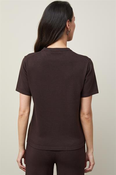 Джемпер с круглым вырезом и мини-пайетками KZK12742KAHVE