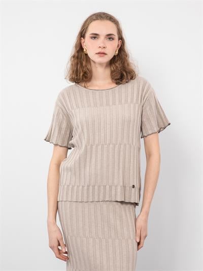 Вязаный игривый свитер с круглым вырезом KZK9482BEJ