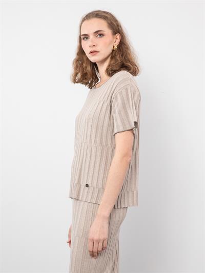 Вязаный игривый свитер с круглым вырезом KZK9482BEJ