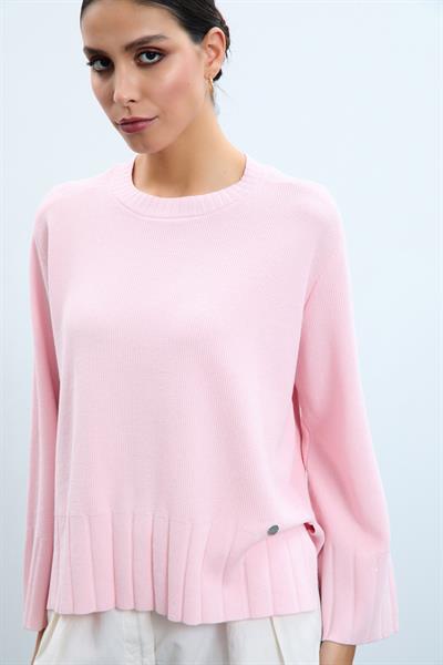 Свитер с круглым вырезом и пайетками KZK10848PUDRA