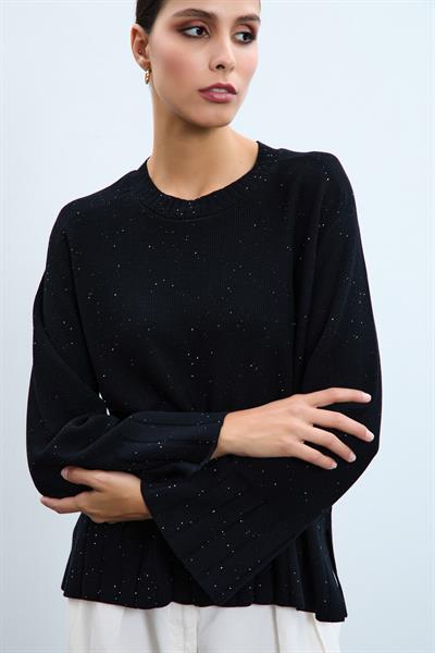 Свитер с круглым вырезом и пайетками KZK10848SIYAH
