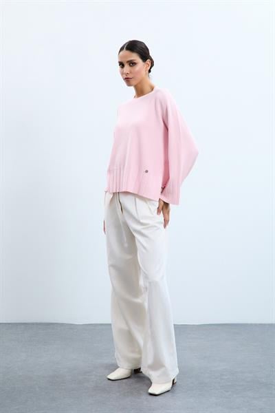 Свитер с круглым вырезом и пайетками KZK10848PUDRA