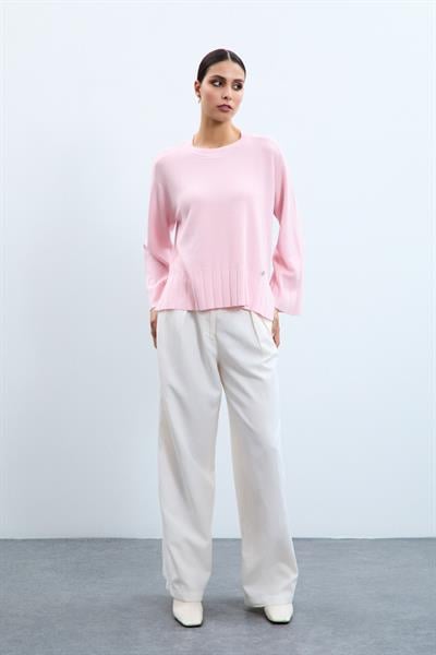 Свитер с круглым вырезом и пайетками KZK10848PUDRA