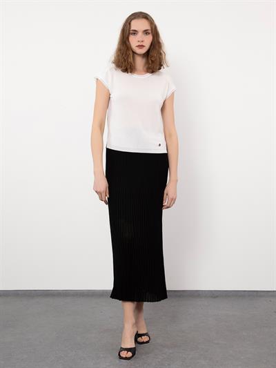 Свитер с круглым вырезом и разрезами KZK9726BEYAZ