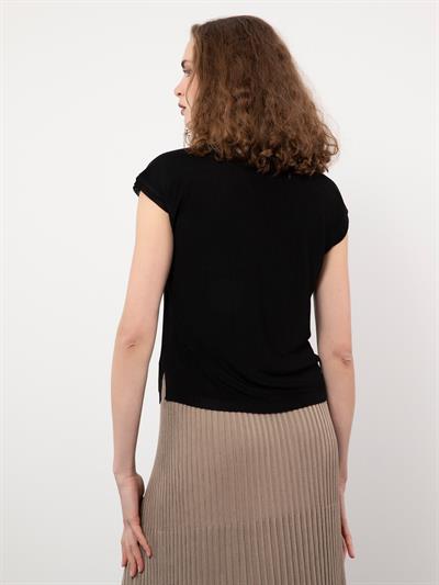 Свитер с круглым вырезом и разрезами KZK9726SIYAH