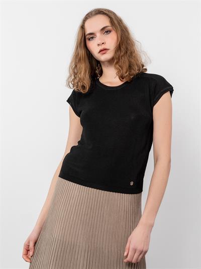 Свитер с круглым вырезом и разрезами KZK9726SIYAH