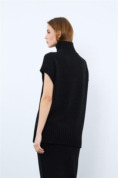 Свитер с воротником-кашне из кашемира и шерсти SVT9854SİYAH