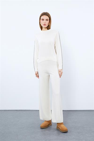 Сиртальные брюки из кашемира и шерсти PNT9890KEMİK