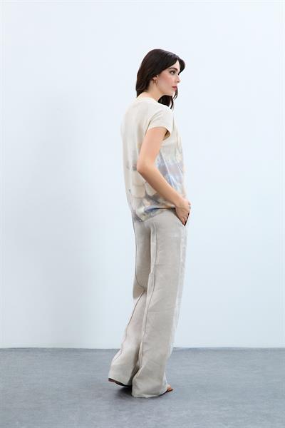 Свитер с металлизированной веревкой и цветочным принтом KZK9900BEJ