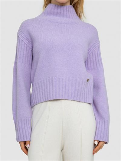 Свитер с капюшоном и реистыми деталями KZK6072LILA