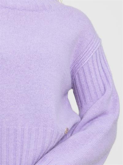 Свитер с капюшоном и реистыми деталями KZK6072LILA
