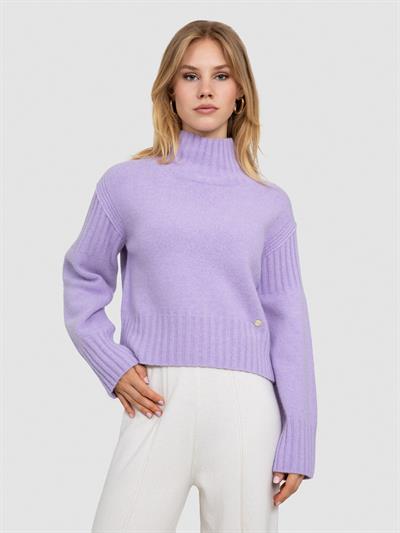 Свитер с капюшоном и реистыми деталями KZK6072LILA