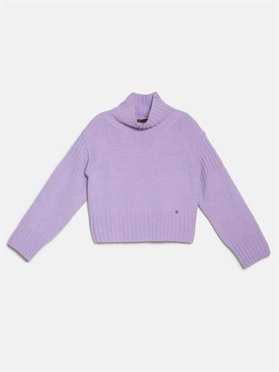 Свитер с капюшоном и реистыми деталями KZK6072LILA