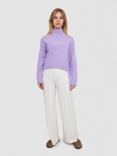 Свитер с капюшоном и реистыми деталями KZK6072LILA
