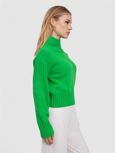 Свитер с капюшоном и реистыми деталями KZK6072YESIL