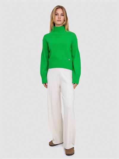 Свитер с капюшоном и реистыми деталями KZK6072YESIL