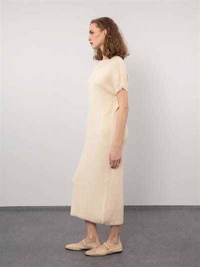 Платье из металлизированной веревки с фактурной деталью на спине ELB9234KEMIKSARI