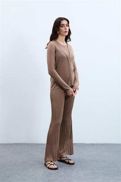 Широкие брюки в рубчик PNT10462VIZON