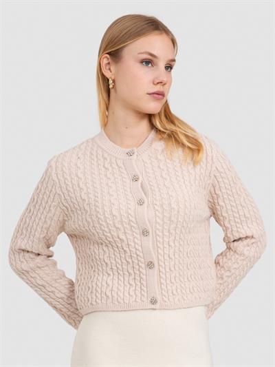 Кардиган косой вязки с пуговицами HRK8160BEJ