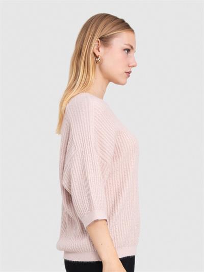 Свитер жёсткой вязки с металлизированной нитью KZK7106PUDRA