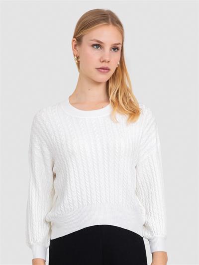 Свитер косой вязки с круглым вырезом KZK8640KEMIK