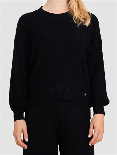 Свитер косой вязки с круглым вырезом KZK8640SIYAH