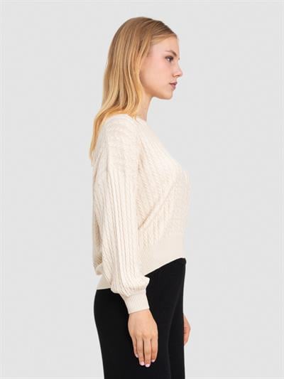 Свитер косой вязки с круглым вырезом KZK8640BEJ