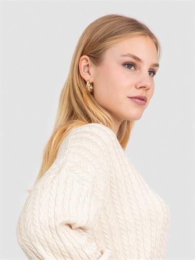 Свитер косой вязки с круглым вырезом KZK8640BEJ