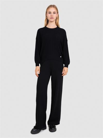 Свитер косой вязки с круглым вырезом KZK8640SIYAH