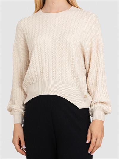 Свитер косой вязки с круглым вырезом KZK8640BEJ