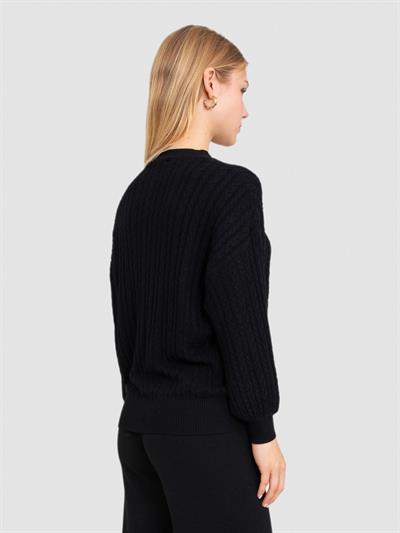 Свитер косой вязки с круглым вырезом KZK8640SIYAH