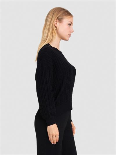 Свитер косой вязки с круглым вырезом KZK8640SIYAH