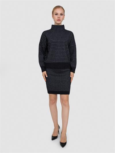 Юбка с квадратным узором и металлизированной нитью ETK8332SIYAH