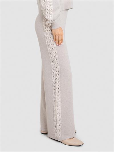 Широкие брюки из кашемира с открытой трикотажной деталью PNT9010TAS