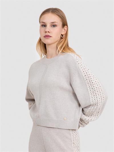 Свитер из кашемира с ажурной вязкой KZK9010TAS