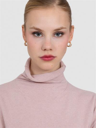 Свитер с ведущим воротником из смесей кашемира KZK7324PUDRA