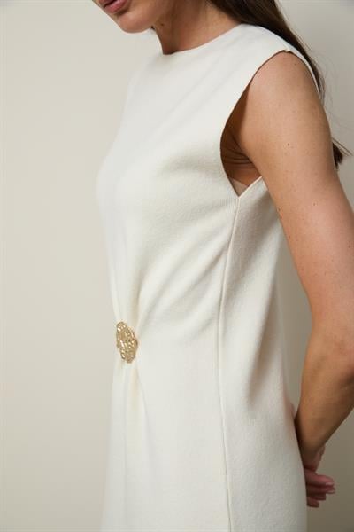 Платье миди из кашемировой смеси с брошь-деталью ELB13420KEMİK