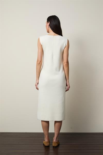 Платье миди из кашемировой смеси с брошь-деталью ELB13420KEMİK