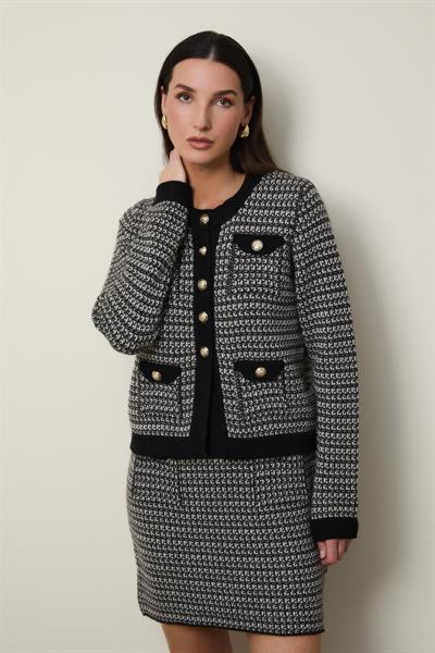 Cashmere Blend Button-Detail Tweed Cardigan