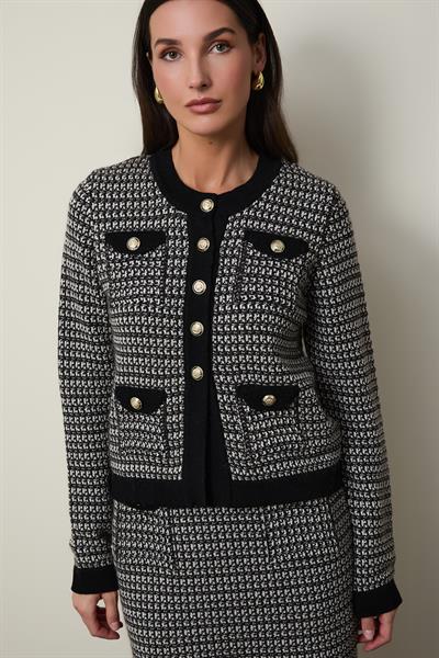 Cashmere Blend Button-Detail Tweed Cardigan