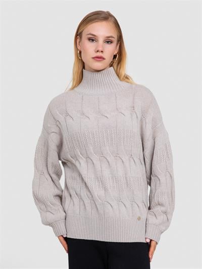 Свитер из смеси кашемира косой вяки с главным воротником KZK6714BEJ