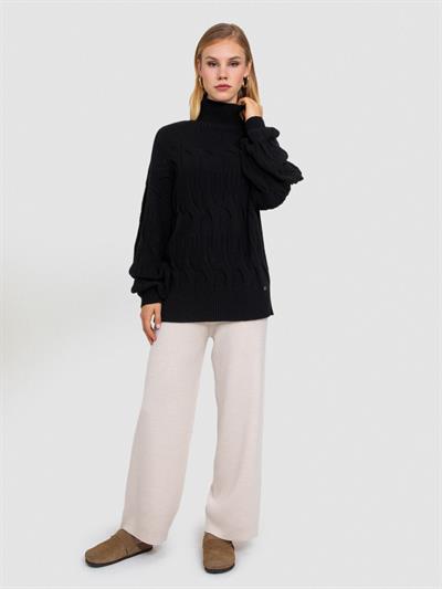 Свитер из смеси кашемира косой вяки с главным воротником KZK6714SIYAH