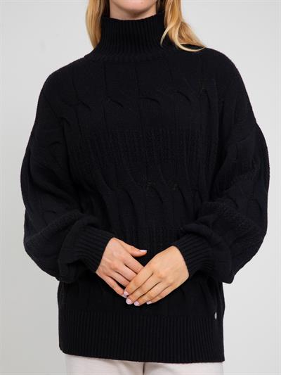 Свитер из смеси кашемира косой вяки с главным воротником KZK6714SIYAH