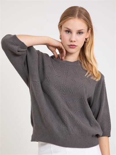 Свитер текстурированной вязки из смесового кашемира KZK6130VİZON